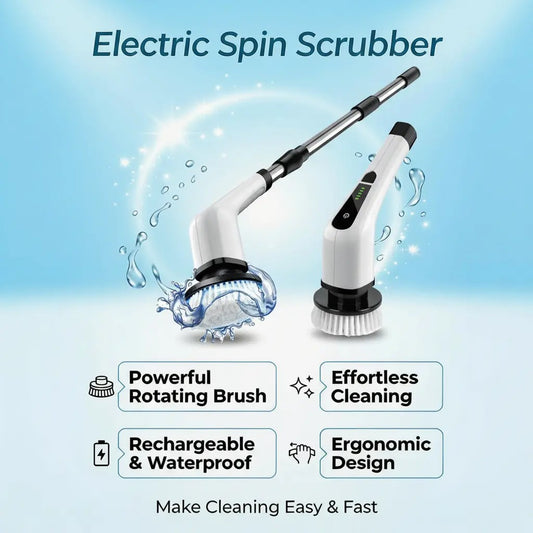 Premium Electric Spin Scrubber | Cleaning Brush 8 Replaceable Heads for deep cleaning