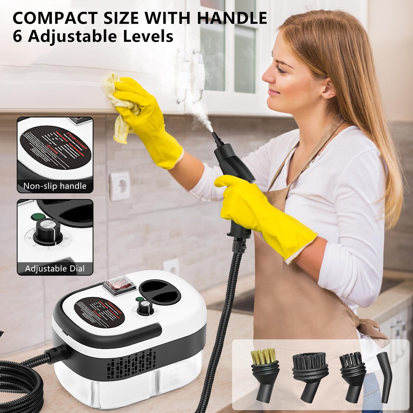 Handheld Steam Cleaner | Steamer For Cleaning, 2500W Pressurized Steam Cleaner With 1.2L Water Tank And 12 Attachments