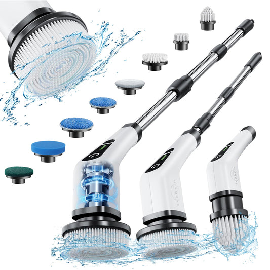 Premium Electric Spin Scrubber | Cleaning Brush 8 Replaceable Heads for deep cleaning