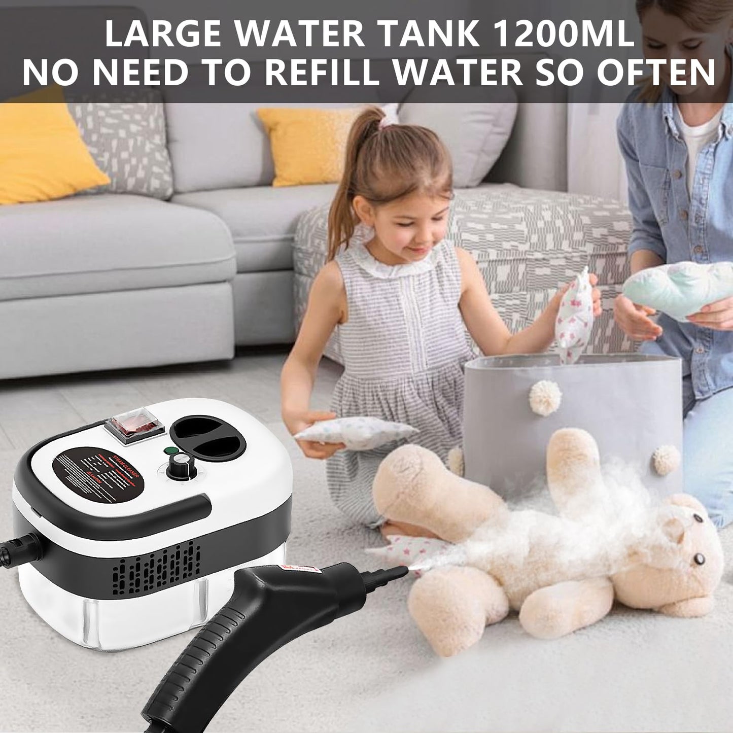 Handheld Steam Cleaner | Steamer For Cleaning, 2500W Pressurized Steam Cleaner With 1.2L Water Tank And 12 Attachments