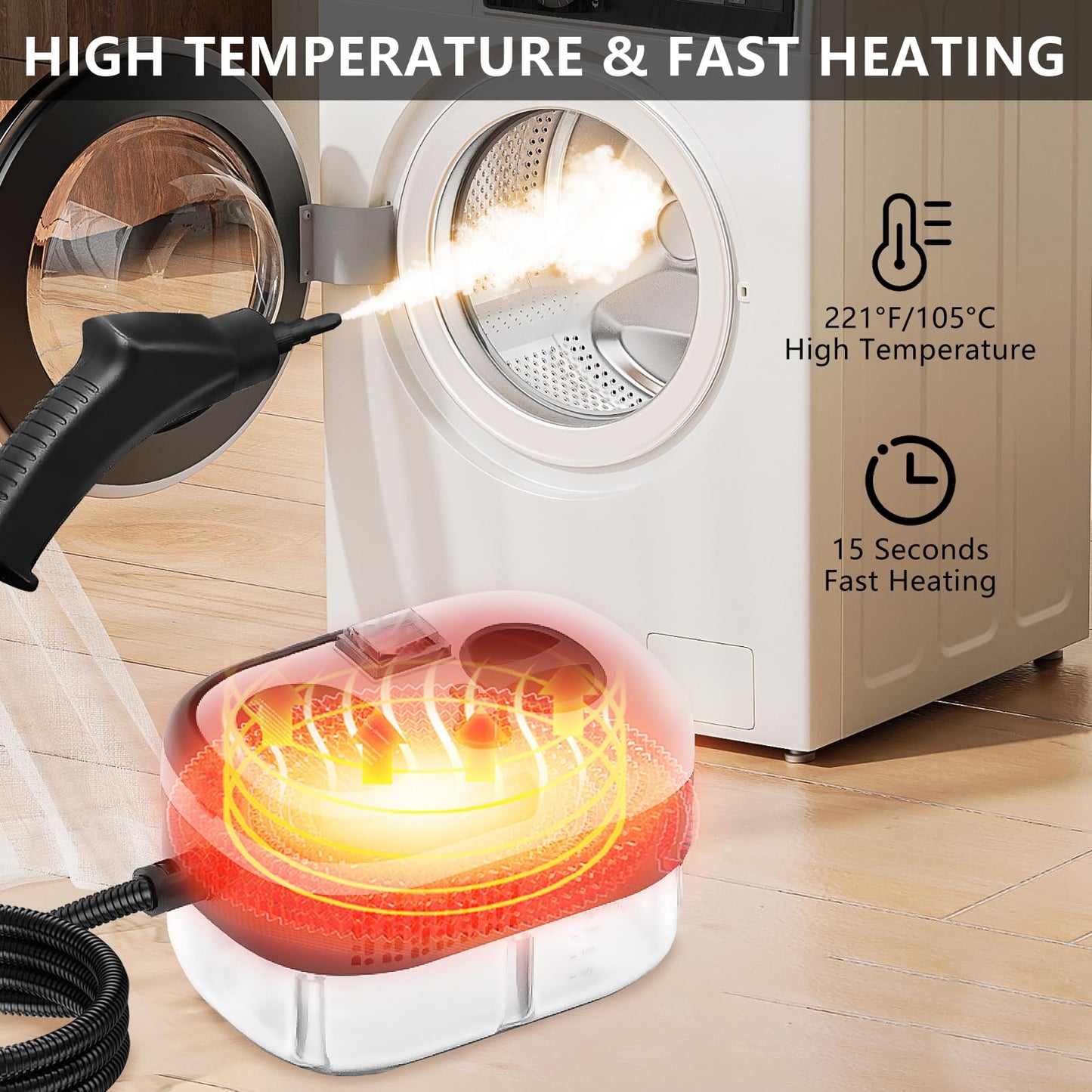 Handheld Steam Cleaner | Steamer For Cleaning, 2500W Pressurized Steam Cleaner With 1.2L Water Tank And 12 Attachments