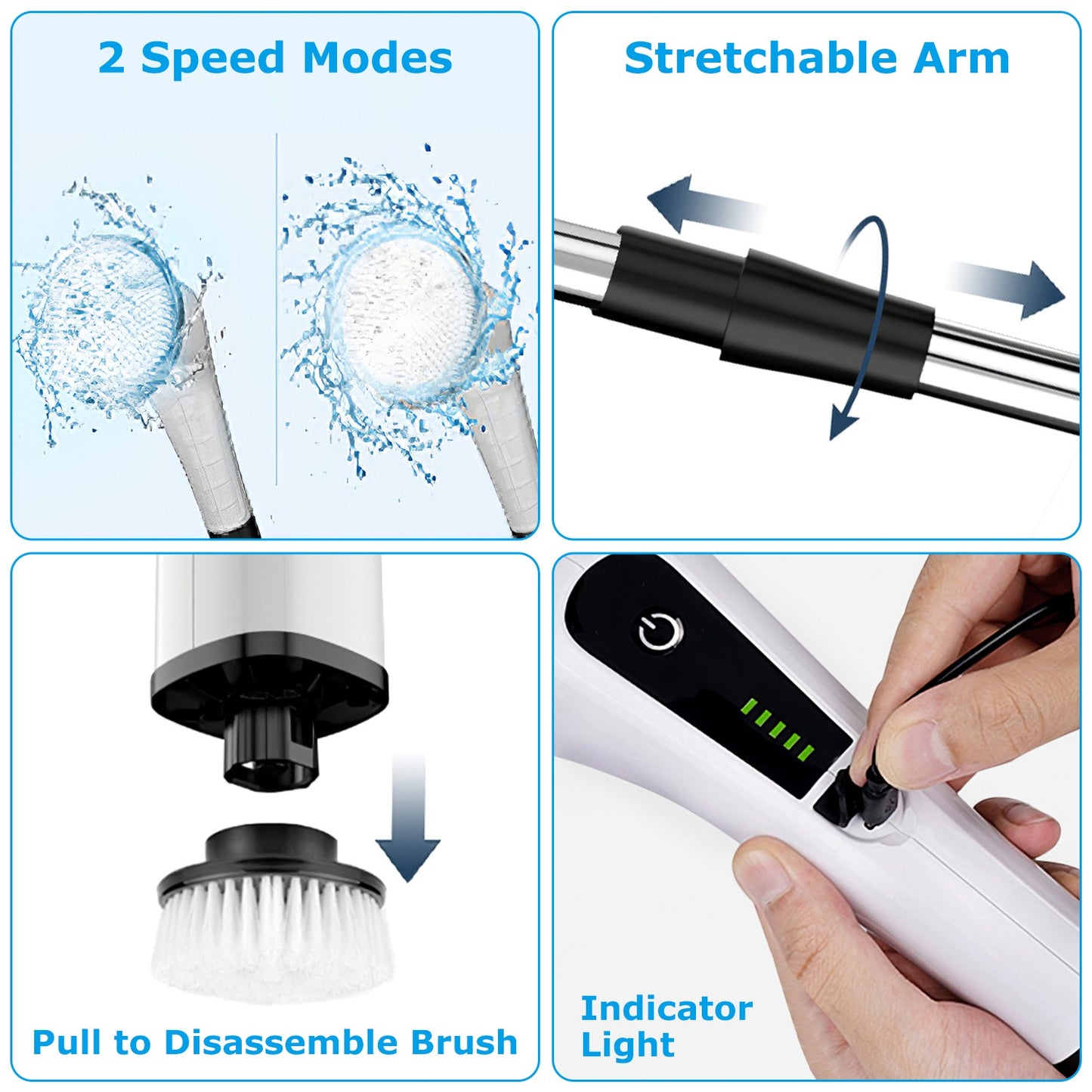 Premium Electric Spin Scrubber | Cleaning Brush 8 Replaceable Heads for deep cleaning
